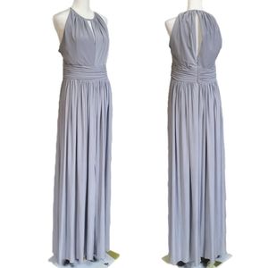 NWT After Six Platinum Gray Formal Dress, Full Length Marcaine Jersey Gown Sz 14